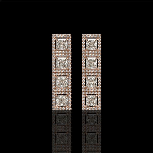 5.31 ctw Princess Cut Diamond Micro Pave Earrings 18K Rose Gold - REF-733H8R