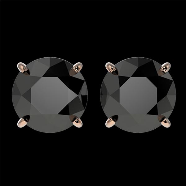 3.50 ctw Fancy Black Diamond Solitaire Stud Earrings 10k Rose Gold - REF-60W3H