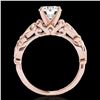 Image 2 : 1.1 ctw Certified Diamond Solitaire Antique Ring 10k Rose Gold - REF-184M3G
