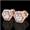 Image 1 : 1.07 ctw VS/SI Diamond Solitaire Art Deco Stud Earrings 18k Rose Gold - REF-218Y2X