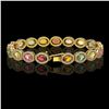 Image 2 : 14.25 ctw Multi Color Sapphire & Diamond Micro Pave Bracelet 10k Yellow Gold - REF-304K5Y