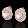 Image 1 : 9 ctw Morganite & Micro Pave VS/SI Diamond Earrings 14k Rose Gold - REF-273Y5X