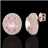 Image 2 : 9 ctw Morganite & Micro Pave VS/SI Diamond Earrings 14k Rose Gold - REF-273Y5X