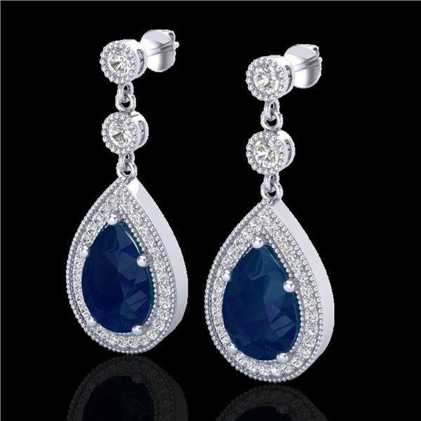 6 ctw Sapphire & Micro Pave VS/SI Diamond Earrings 18k White Gold - REF-93W8H