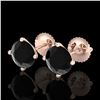 Image 1 : 2.5 ctw Fancy Black Diamond Art Deco Stud Earrings 18k Rose Gold - REF-61R4K