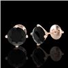 Image 2 : 2.5 ctw Fancy Black Diamond Art Deco Stud Earrings 18k Rose Gold - REF-61R4K