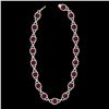 Image 2 : 66 ctw Garnet & Micro VS/SI Diamond Eternity Necklace 14k Rose Gold - REF-881H8R