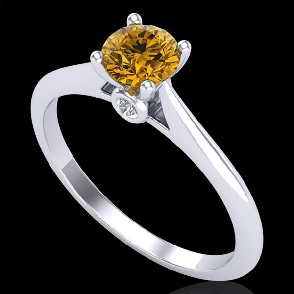 0.56 ctw Intense Fancy Yellow Diamond Art Deco Ring 18k White Gold - REF-72W3H