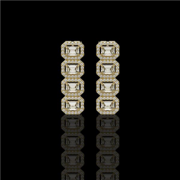 3.84 ctw Emerald Cut Diamond Micro Pave Earrings 18K Yellow Gold - REF-459K8Y