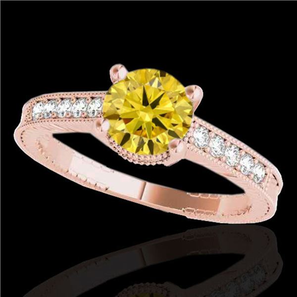 1.45 ctw Certified SI Intense Yellow Diamond Antique Ring 10k Rose Gold - REF-231F8M