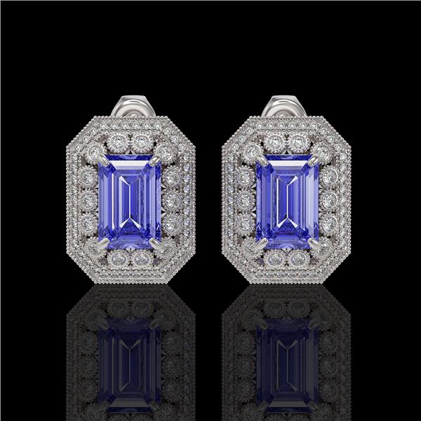 11.25 ctw Tanzanite & Diamond Victorian Earrings 14K White Gold - REF-672F8M