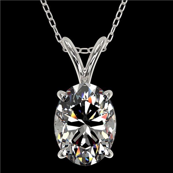 1.25 ctw Certified VS/SI Quality Oval Diamond Necklace 10k White Gold - REF-325H2R