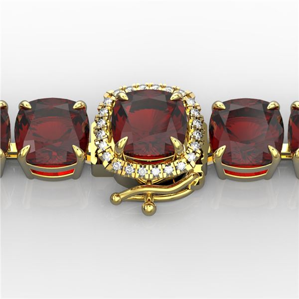 35 ctw Garnet & Micro VS/SI Diamond Bracelet 14k Yellow Gold - REF-134M2G