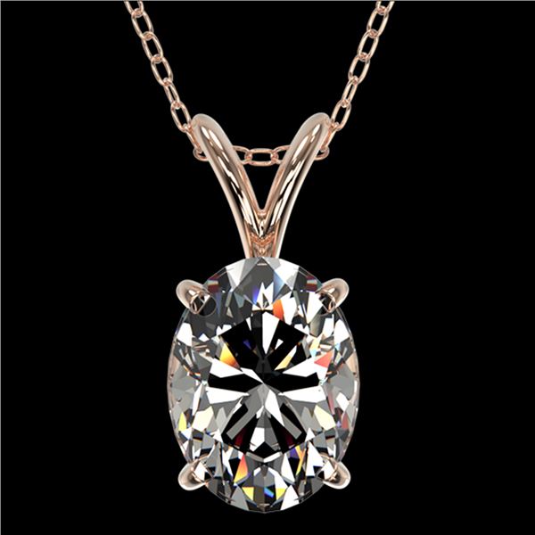 1.25 ctw Certified VS/SI Quality Oval Diamond Necklace 10k Rose Gold - REF-325K2Y