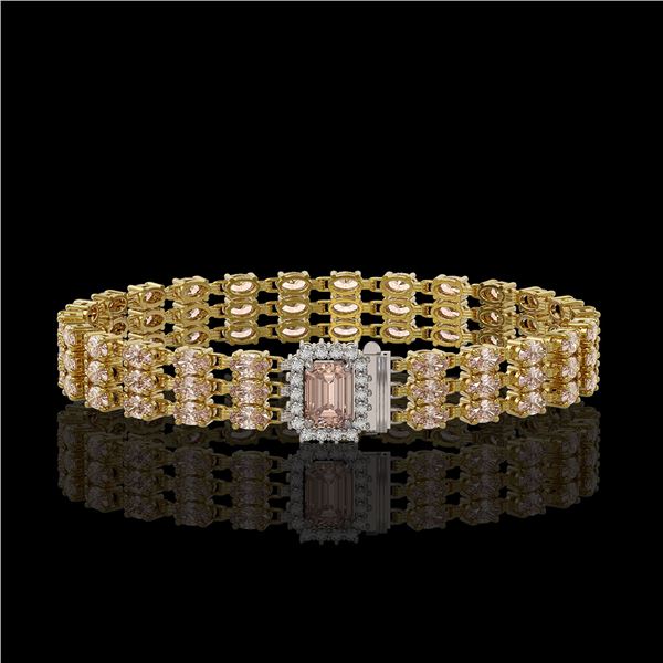 24.91 ctw Morganite & Diamond Bracelet 14K Yellow Gold - REF-354K5Y