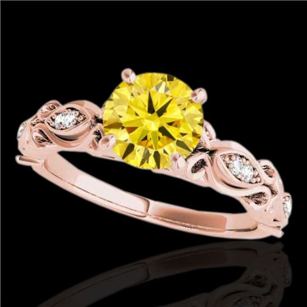 1.1 ctw Certified SI Intense Yellow Diamond Antique Ring 10k Rose Gold - REF-184Y3X