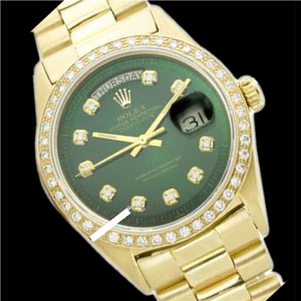 Rolex Men's 18K Yellow President, QuickSet, Diamond Dial & Diamond Bezel