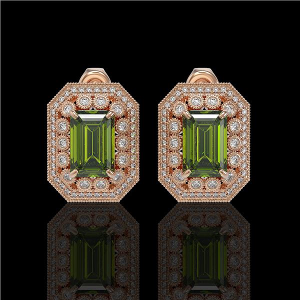 12.99 ctw Tourmaline & Diamond Victorian Earrings 14K Rose Gold - REF-346R2K