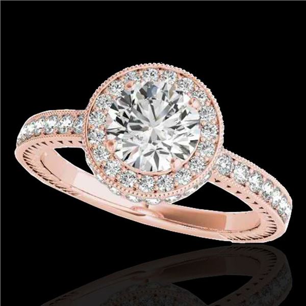 1.51 ctw Certified Diamond Solitaire Halo Ring 10k Rose Gold - REF-197K8Y