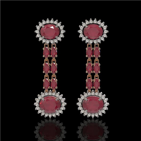 10.23 ctw Ruby & Diamond Earrings 14K Rose Gold - REF-227Y3X