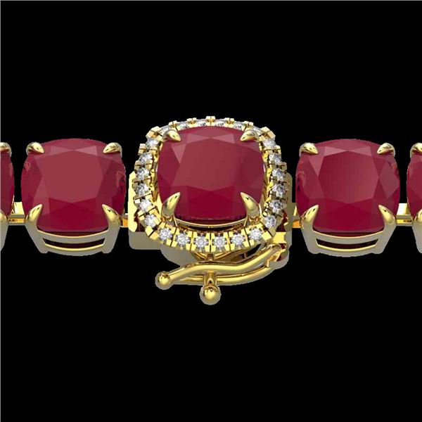 46 ctw Ruby & Micro Pave VS/SI Diamond Bracelet 14k Yellow Gold - REF-345Y5X