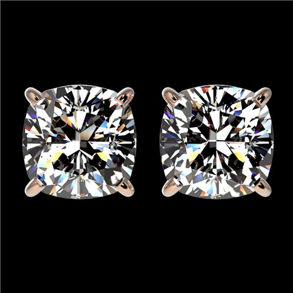 2 ctw Certified VS/SI Quality Cushion Diamond Stud Earrings 10k Rose Gold - REF-478A6N