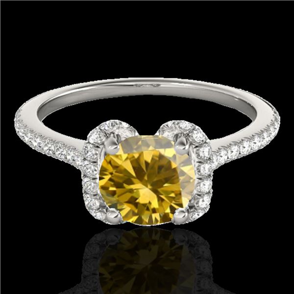 1.33 ctw Certified SI/I Fancy Intense Yellow Diamond Ring 10k White Gold - REF-190F9M