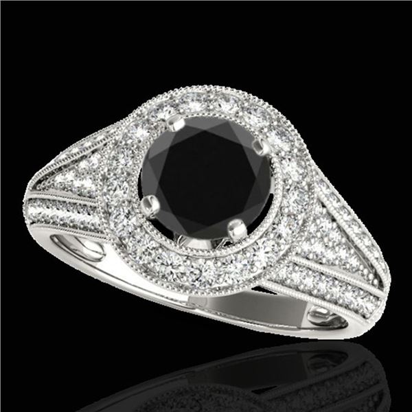 2.17 ctw Certified VS Black Diamond Solitaire Halo Ring 10k White Gold - REF-67K5Y