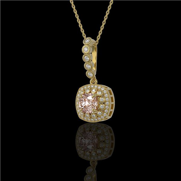 2.15 ctw Morganite & Diamond Victorian Necklace 14K Yellow Gold - REF-86W8H