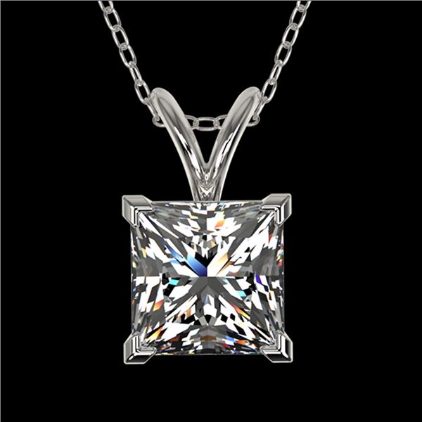 1.25 ctw Certified VS/SI Quality Princess Diamond Necklace 10k White Gold - REF-325F2M