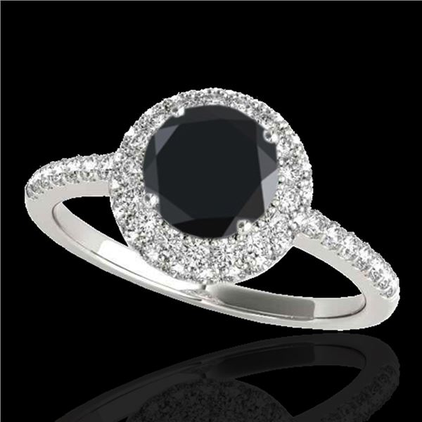 1.6 ctw Certified VS Black Diamond Solitaire Halo Ring 10k White Gold - REF-56G5W