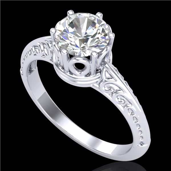 1 ctw VS/SI Diamond Art Deco Ring 18k White Gold - REF-361R8K