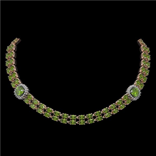 38.37 ctw Tourmaline & Diamond Necklace 14K Rose Gold - REF-527K3Y