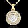 Image 1 : 1 ctw Micro Pave VS/SI Diamond Solitaire NECKALCE Halo 18k Yellow Gold - REF-160G2W