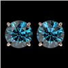 Image 1 : 2.50 ctw Certified Intense Blue Diamond Stud Earrings 10k Rose Gold - REF-228K3Y