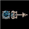 Image 2 : 2.50 ctw Certified Intense Blue Diamond Stud Earrings 10k Rose Gold - REF-228K3Y