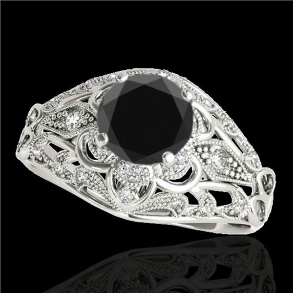 1.36 ctw Certified VS Black Diamond Solitaire Antique Ring 10k White Gold - REF-56Y6X