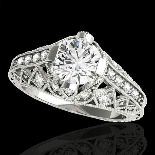 1.25 ctw Certified Diamond Solitaire Antique Ring 10k White Gold - REF-184M3G