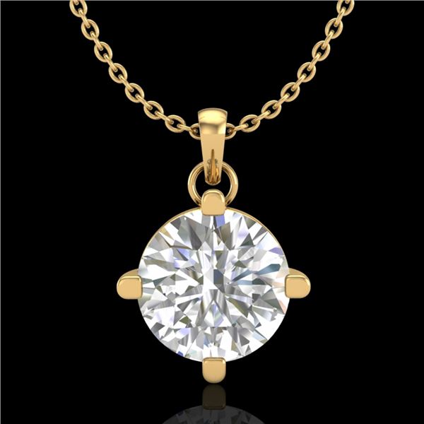 1 ctw VS/SI Diamond Solitaire Art Deco Stud Necklace 18k Yellow Gold - REF-345W5H