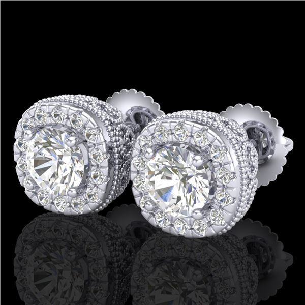 1.69 ctw VS/SI Diamond Solitaire Art Deco Stud Earrings 18k White Gold - REF-263H6R