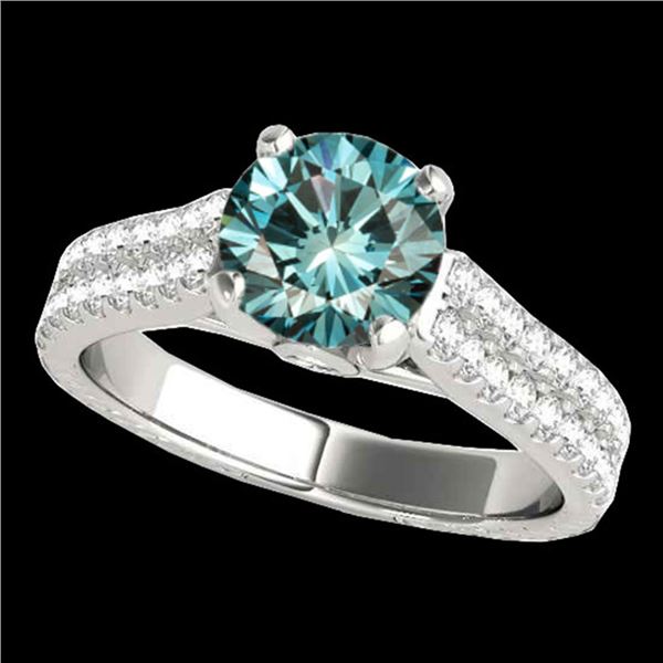 2.11 ctw SI Certified Fancy Blue Diamond Pave Ring 10k White Gold - REF-204Y5X