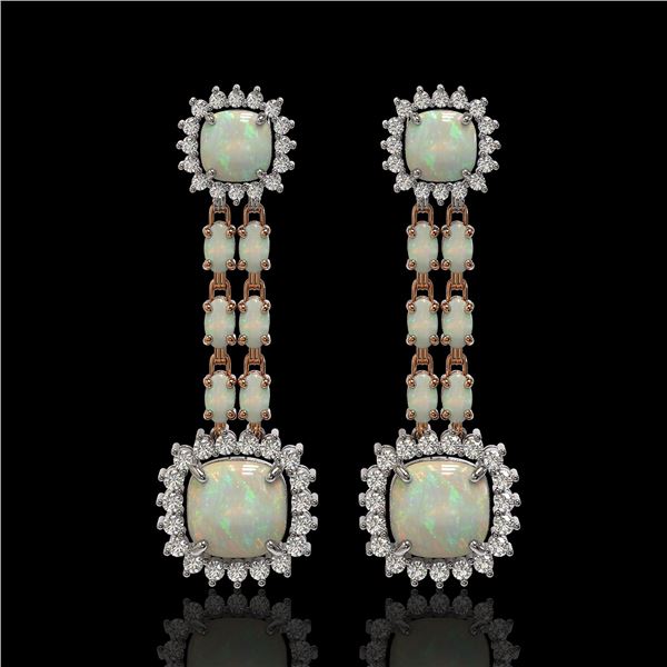 18.06 ctw Opal & Diamond Earrings 14K Rose Gold - REF-394H8R