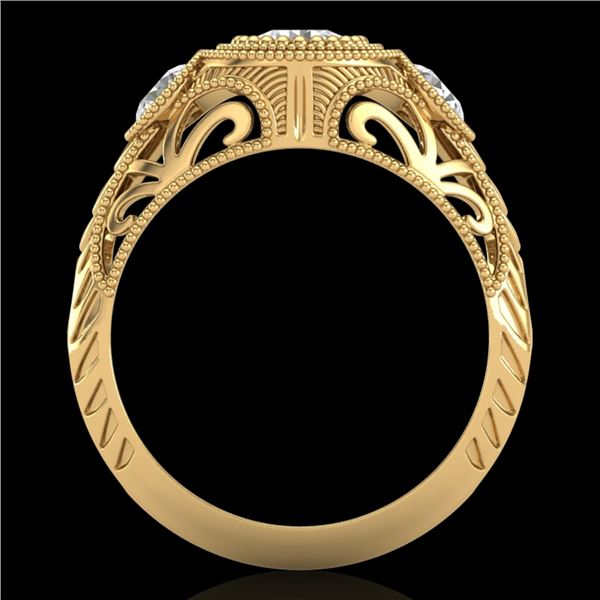 1.06 ctw VS/SI Diamond Solitaire Art Deco 3 Stone Ring 18k Yellow Gold - REF-180A2N