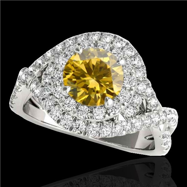 1.75 ctw Certified SI/I Fancy Intense Yellow Diamond Ring 10k White Gold - REF-218Y2X