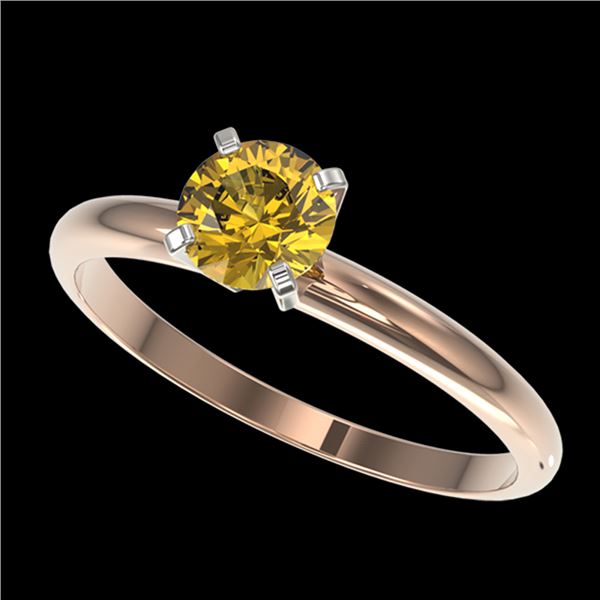 0.76 ctw Certified Intense Yellow Diamond Engagment Ring 10k Rose Gold - REF-67R5K