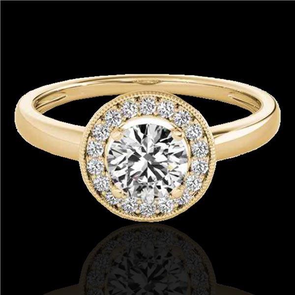 1.15 ctw Certified Diamond Solitaire Halo Ring 10k Yellow Gold - REF-184G3W