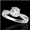 Image 1 : 1.3 ctw Certified Diamond Solitaire Ring 10k White Gold - REF-197G8W