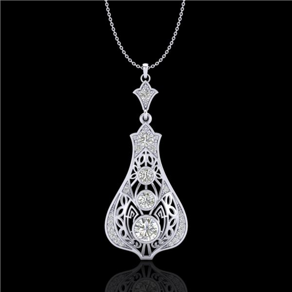 1.75 ctw VS/SI Diamond Solitaire Art Deco Stud Necklace 18k White Gold - REF-272F8M