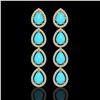 Image 1 : 6.20 ctw Turquoise & Diamond Micro Pave Halo Earrings 10k Yellow Gold - REF-158H2R