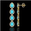 Image 2 : 6.20 ctw Turquoise & Diamond Micro Pave Halo Earrings 10k Yellow Gold - REF-158H2R